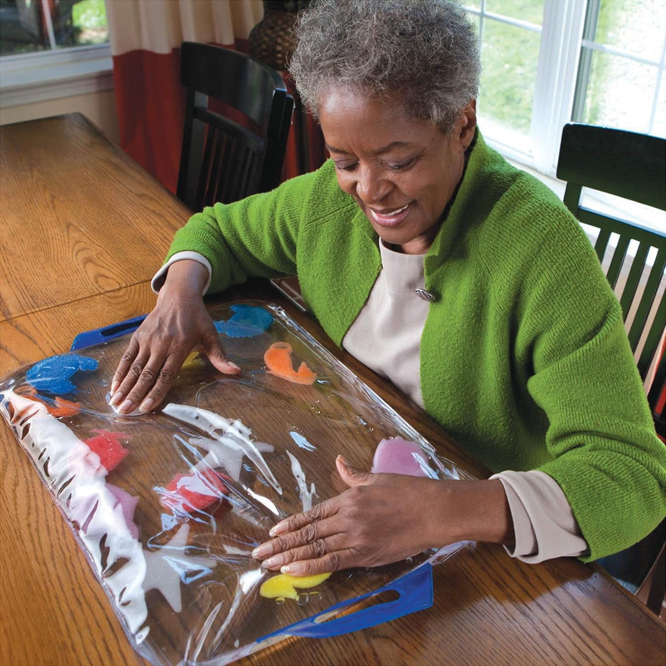 S&S Worldwide Soothing Sensory Pat Mat.  Fill With Hot or Cold Water to Stimulate Senses and Relieve Stiff and Arthritic Hands.  16" x 22".