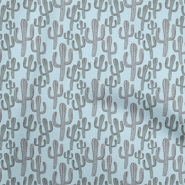 oneOone Tissu Georgette Viscose Bleu Clair Cactus Matériel de Robe Tissu Imprimé Tissu au Mètre 42 Pouces de Large