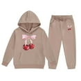 thumbnail image 4 of Byoo Toddler Girl's Outfits Cherry Print Long Sleeve Hoodie Sweatpants Kids Sweatsuit, 4 of 4