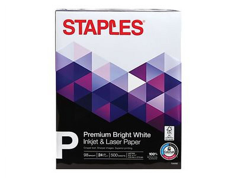 Staples Premium 8.5" x 11" Multipurpose Paper 24 lb 98B 500/RM 5 RM/CT 733330