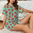 thumbnail image 6 of Bixox Women's Hand Drawn Strawberry Printed Pajama Set 2 Piece Lounge Set Top and Shorts Soft Pajamas, Shorts with Pockets, 6 of 7