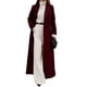 thumbnail image 1 of Abrigo Informal de Lana Abrigado con Cuello en V y Larga para Mujer, de Color Liso Vino Tinto L, 1 of 7