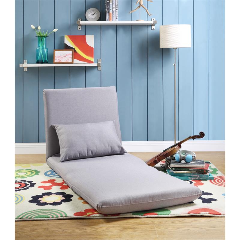 Relaxie Linen 5-Position Adjustable Convertible Flip Chair Sleeper Dorm Bed Couch Lounger Sofa - Grey - image 3 of 8