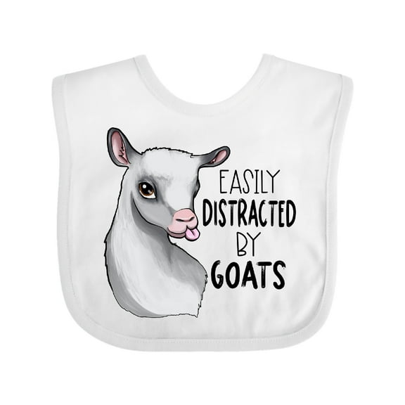 Inktastic Easily Distracted by Goats Cute Goat Boys or Girls Baby Bib