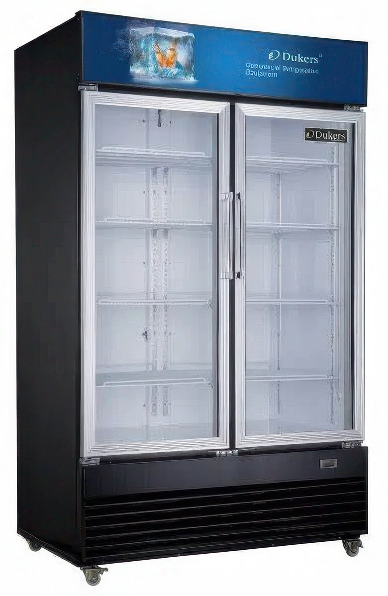 DSM-47SR Commercial Glass Sliding 2-Door Merchandiser Refrigerator in Black