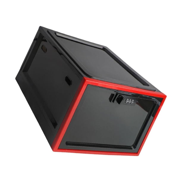 Naiovety Caja con cerradura para almacenamiento a prueba de niños y duradera Almacenamiento y organización del hogar negro y rojo 30.3 x 23.6 x 19.3 cm