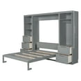 thumbnail image 3 of MODERNLUXE Queen Size Murphy Bed,120-inch Larger Space-Saving Wall Bed with Closet,5 Drawers and 3 Shelves,Foldable Platform Bed Vertical Wall Bedfram for Small Space,Bedroom,Guest Room,Gray, 3 of 7