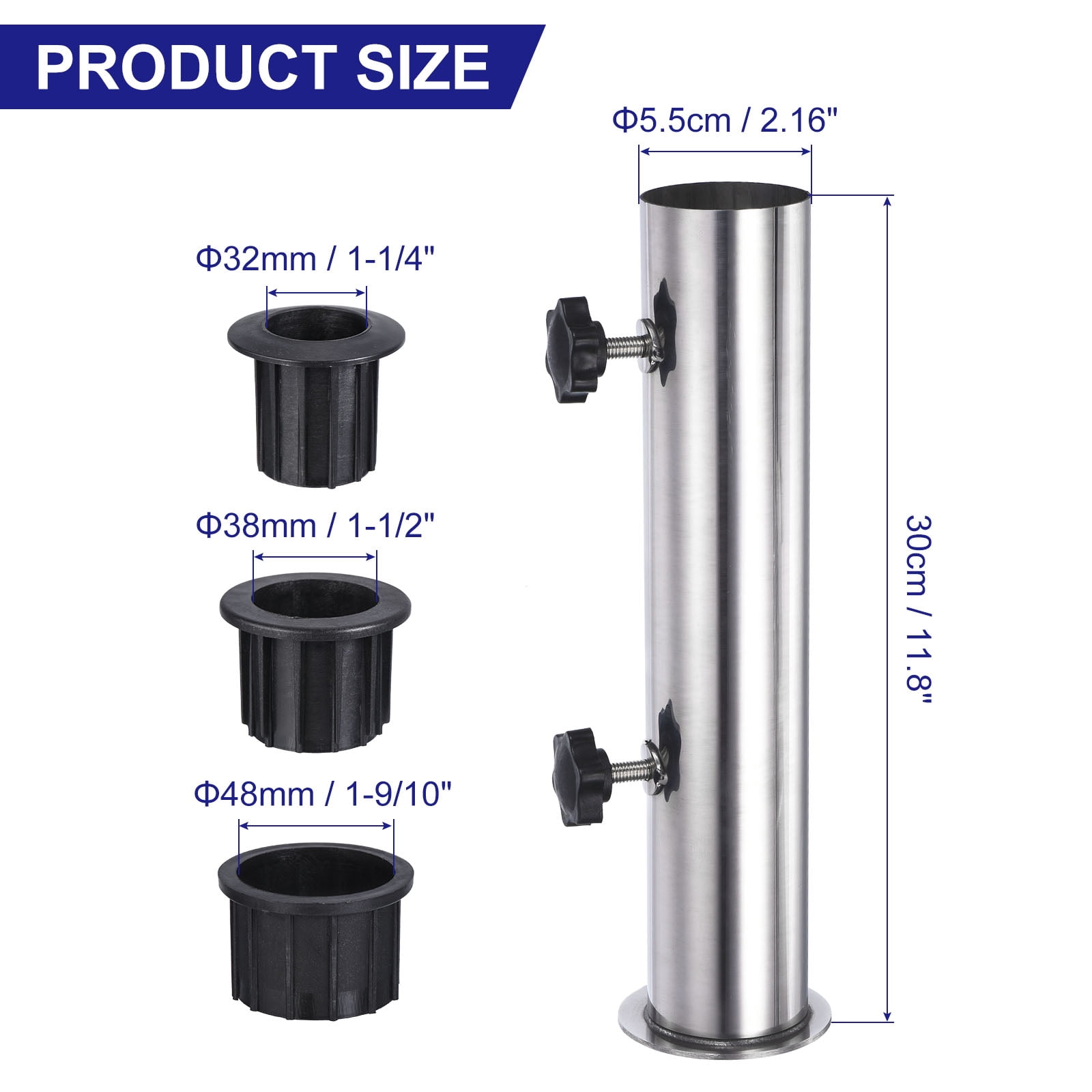 Uxcell Umbrella Stand Tube Stainless Steel Outdoor Umbrella Base Pole Mount Stand Set Table Umbrella Tube Bracket