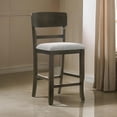 thumbnail image 6 of Benjara Kimberly 24" Counter Height Chair Set of 2- Black Wood- Gray Fabric, 6 of 6