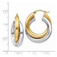 thumbnail image 2 of 14k Two-Tone Hinged post Gold Polished Double Tube Hoop Earrings 28x8mm Wide Hoop Earring for Women, 2 of 2
