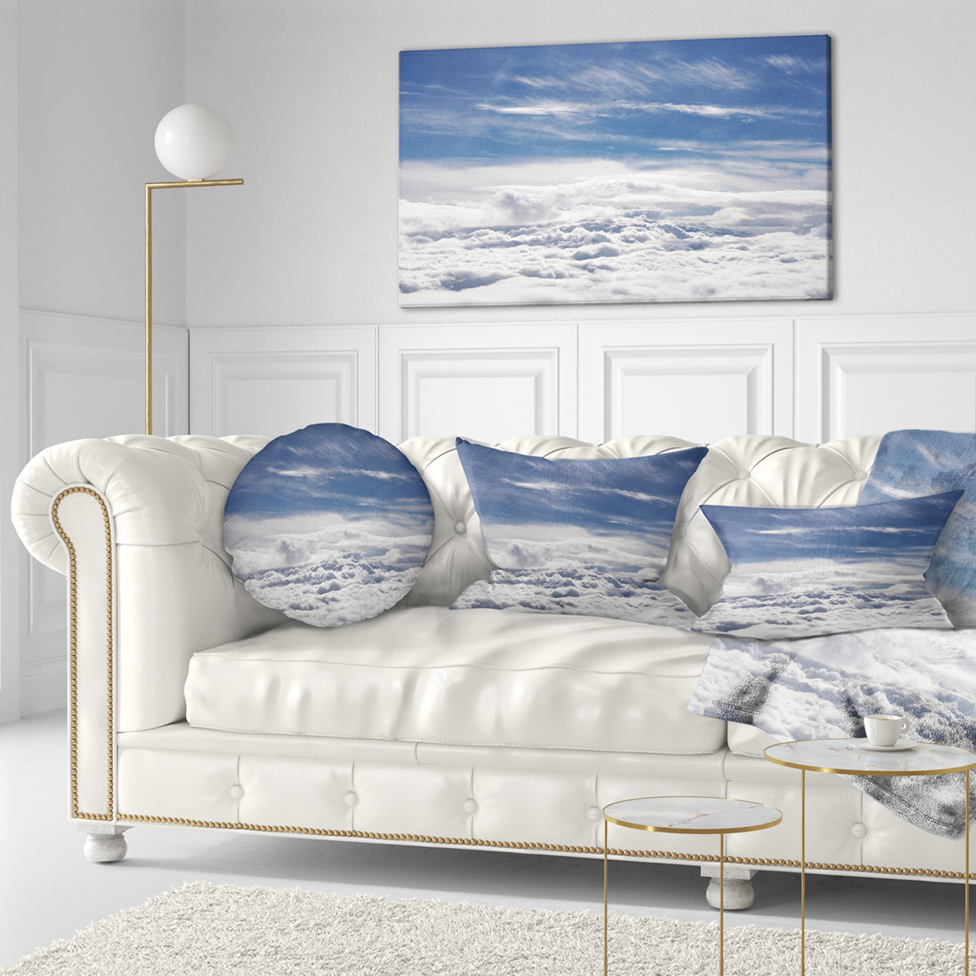 Designart 12" x 20" Blue Polyester Throw Pillow