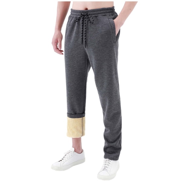 Pantalones anchos de pana con cordón para hombre - Poliéster, color liso, estilo informal