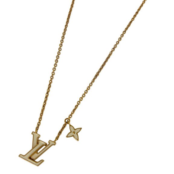 Pre-Owned Louis Vuitton LV Iconic Enamel Logo Necklace GP Gold White Women's