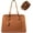 Brown, variant on LOVEVOOK Laptop Bag for Women, Large Capacity Leather Computer Tote Bag, Waterproof Work Bags, Great Office Gifts for Women