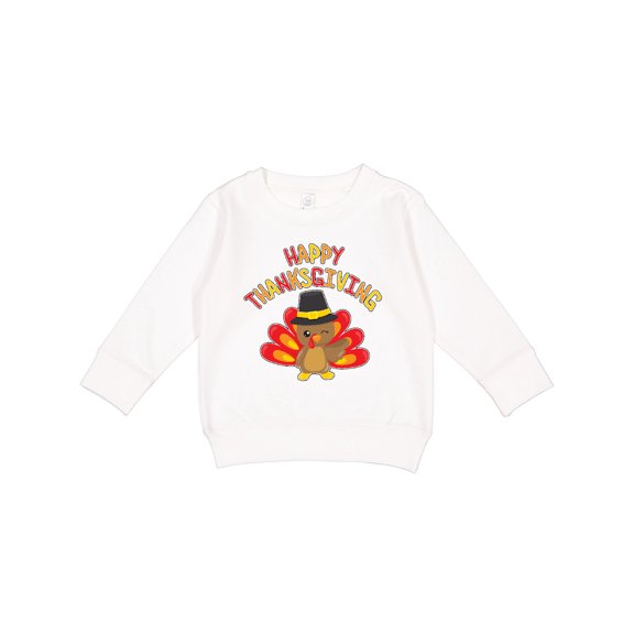 Inktastic Happy Thanksgiving Cute Turkey in Pilgrim Hat Toddler Sweatshirt