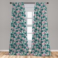 thumbnail image 4 of Ambesonne Tropical Leaf Curtains, Exotic Leaves Dots, Pair of 28"x84", Pastel Pink and Jade Green, 4 of 4