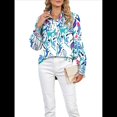 thumbnail image 2 of Blusas Bohemias con Cuello en V y Mangas Farol para Mujer 2025 Azul y Verde XL, 2 of 10