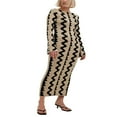 thumbnail image 1 of Femmes Enveloppé Robe Manches Longues Tricot à Rayures Casual Partie Robe de Printemps, 1 of 8