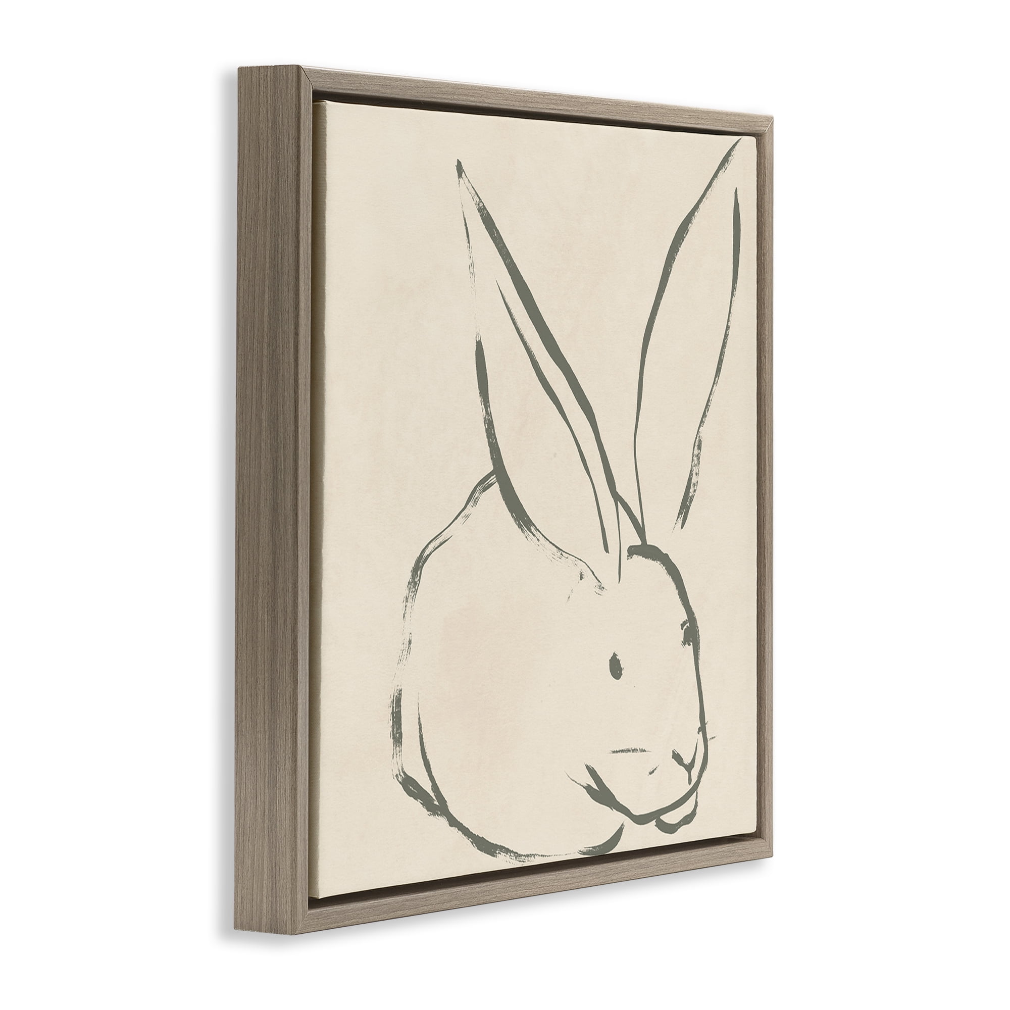Stupell Industries Simple Rabbit Outline Animals & Insects Drawing Brown Floater Framed Canvas Art Print Wall Art, 25 x 25