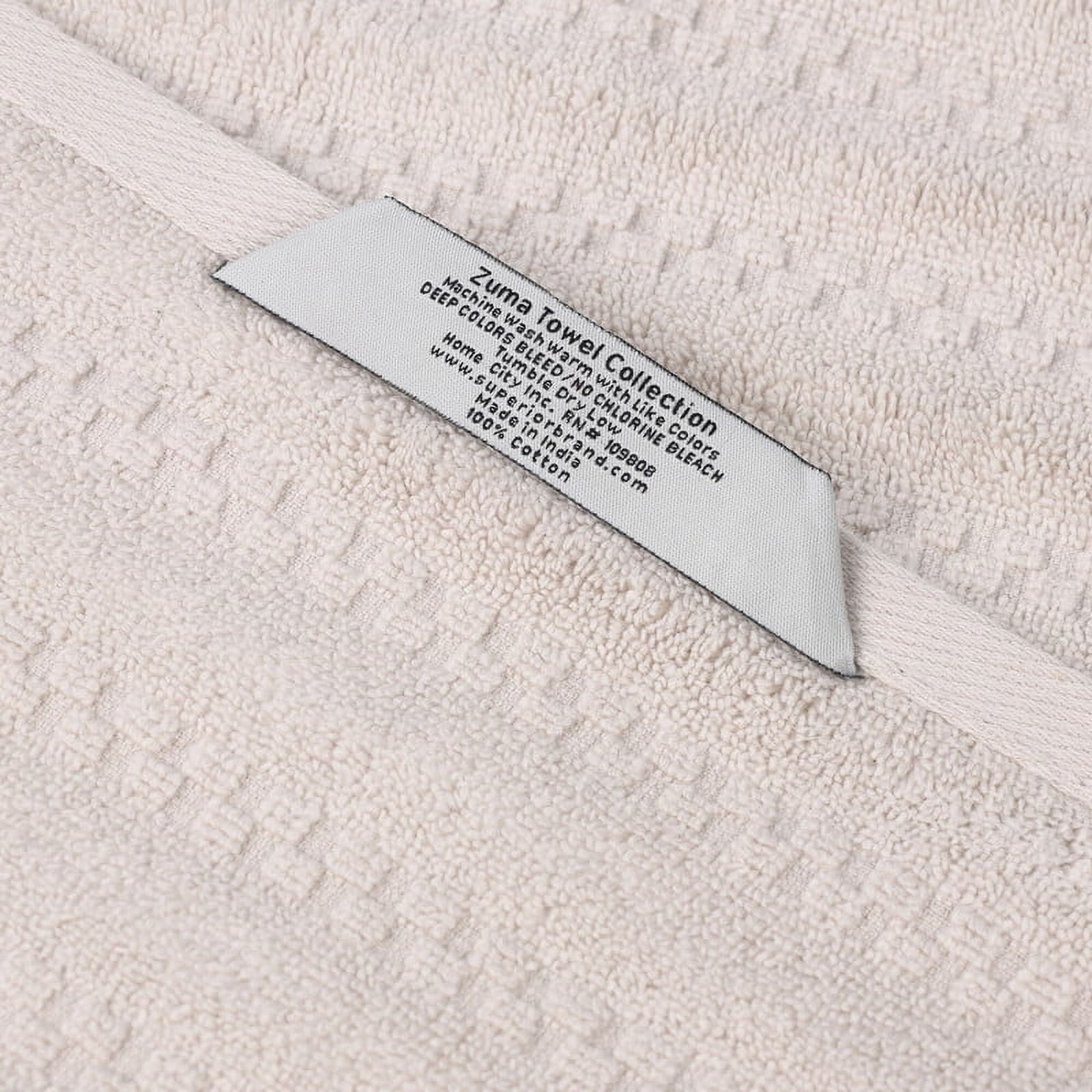 Superior Zuma Waffle Textured Stripes Zero Twist 3 Piece Towel Set, Silver