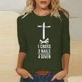 thumbnail image 2 of DDAPJ pyju Christian Easter T-shirts for Women 3/4 Sleeve Plus Size Tops Jesus Cross Print Graphic Tees Religious Faith Shirt Loose Fit Mid-length Pullover Army Green XXXL, 2 of 5