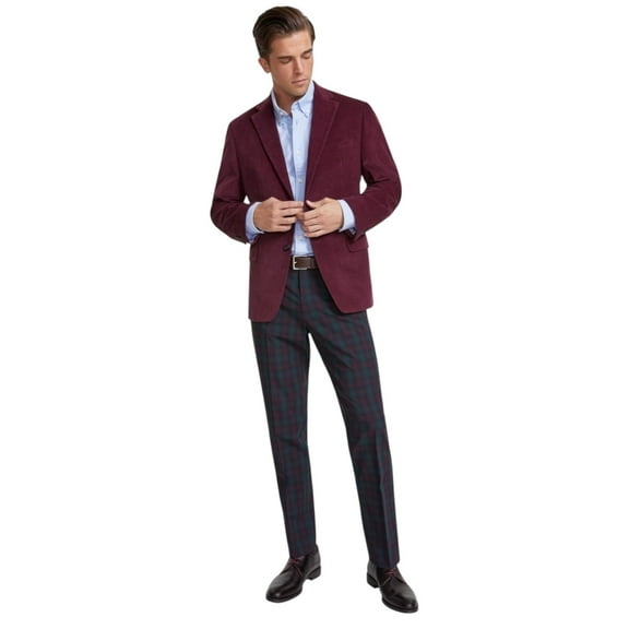 Tommy Hilfiger Mens Modern fit Corduroy Sport Coat Blazer 44 L Burgundy Red