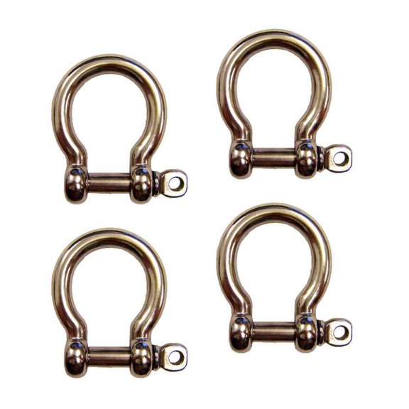 7/16" Stainless Steel Screw Pin Bow Shackle Type 316 - 4 Pack