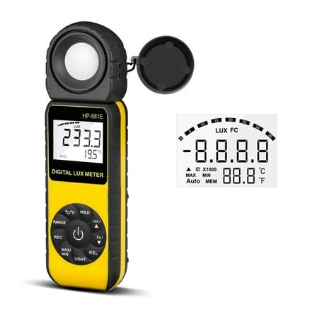 Digital Illuminanc/Light Meter With 0.01~300,000 Lux(0.01~30,000 FC) Measuring Ranges For LED Lights And Plants Lumen Meter ,Accurate Light Measurement