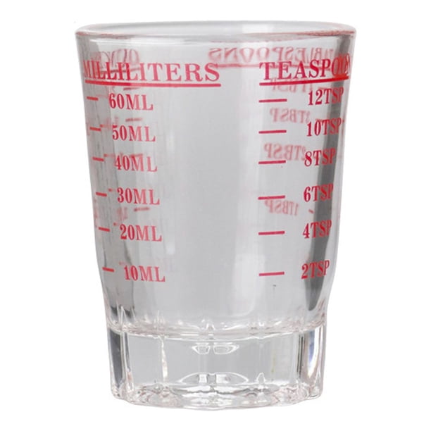 Moyic Taza medidora de vidrio para hornear con escamas, tazas de onzas pesadas, herramientas para hornear, transparente para cocina, vino, Juegos de servir café y té Rojo/60ml