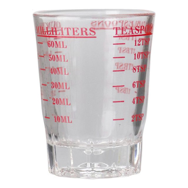 Naiovety Vaso medidor de vidrio para chupitos, tazas líquidas de onzas pesadas, herramientas para hornear, resistente al calor, transparente, Juegos de servir café y té Rojo/60ml