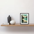 thumbnail image 2 of Porthcurno Beach Coastal Landscape Illustration Artwork Framed Wall Art Print 9X7 Inch, 2 of 5