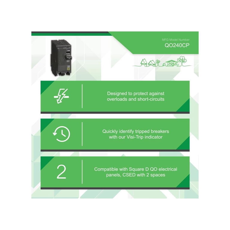 Square D QO 40A Double-Pole Standard Trip Circuit Breaker QO240CP