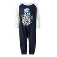thumbnail image 6 of Family Matching Pajamas Sets Christmas Sleepwear Long Sleeve Sleep Shirt Soft Loungewear Letter Pattern Tops+ Snowman Pattern Pants Set Blue, 6 of 6