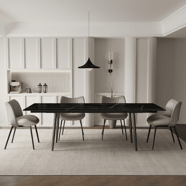 NessCarsti Modern Living Extendable Dining Table, 62.9