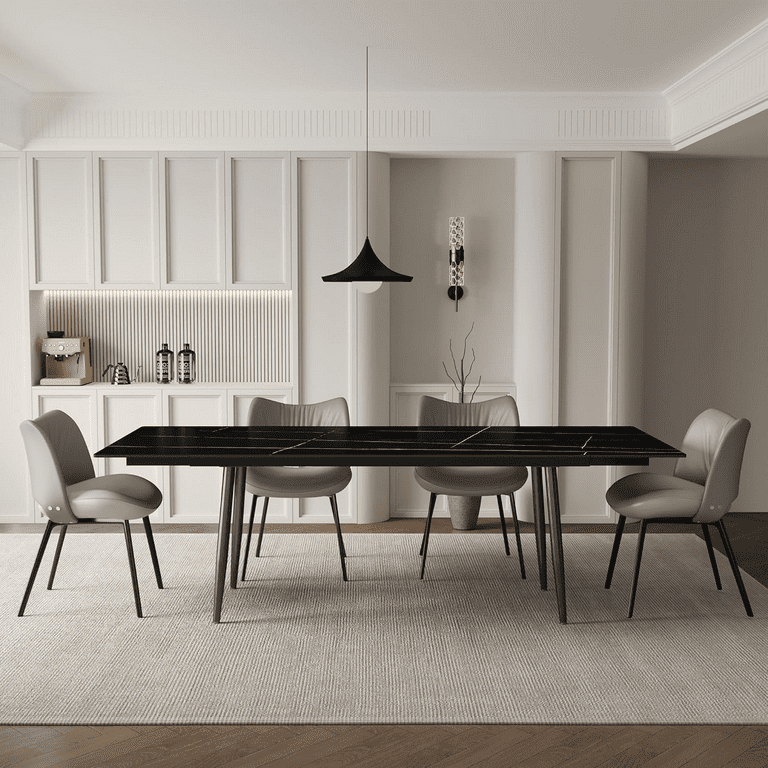 NessCarsti Modern Living Extendable Dining Table, 62.9