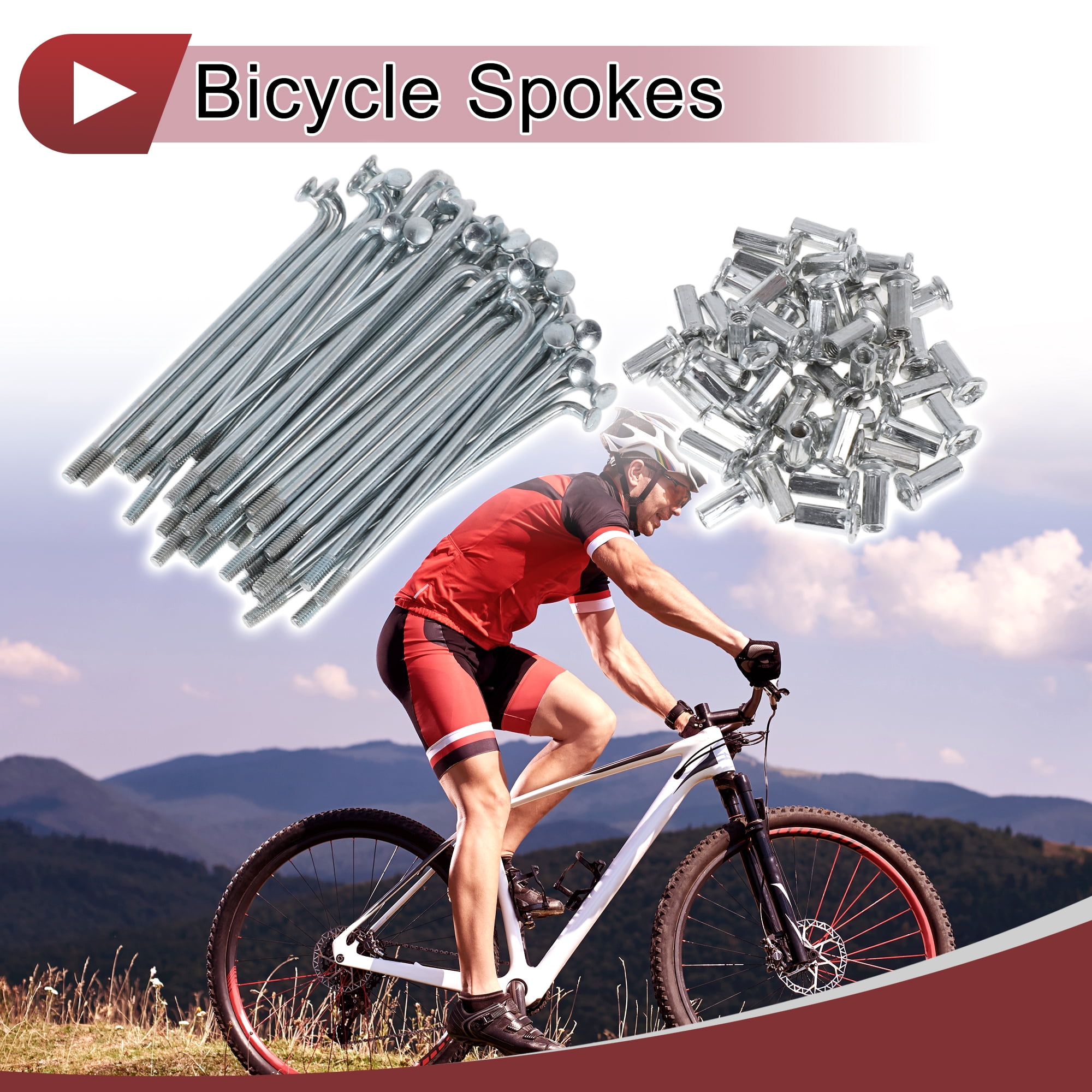 Unique Bargains 48Pcs 10G J Bend Bike Wheel Spokes Carbon Steel Galvanized Silver 3.35"