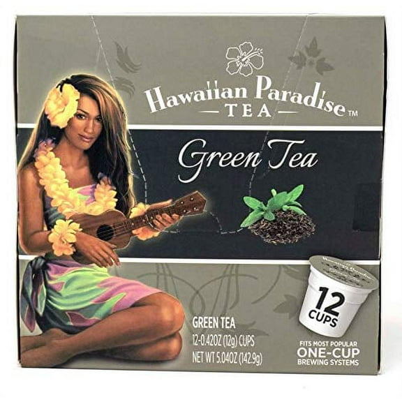 Hawaiian Paradise Tea (Green Tea) Single Serve Cups 12 Count - Sustainably Produced in Hawaii, USA - Compatible with Keurig K-Cup Brewers