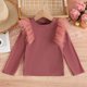 thumbnail image 1 of Cowsor Toddler Girl Shirts Ruffle Long Sleeve Baby Girl T-Shirts Kids Blouse, Ribbed Toddler Girl Tee Tops, 1 of 3