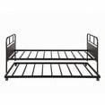 thumbnail image 2 of Twin Size metal platform bed frame with built-in casters, suitable for guest rooms, black, 2 of 9