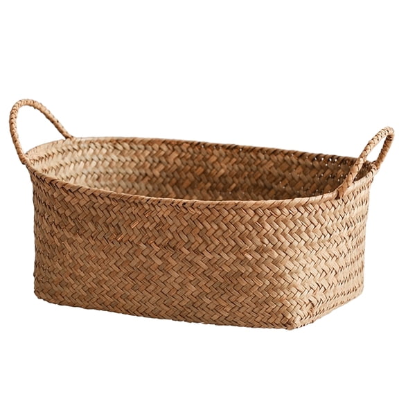 BESTYASH Khaki Woven Storage Basket with Sturdy Iron Frame, Natural Dried Seagrass, Home Organizer Bin for Storage