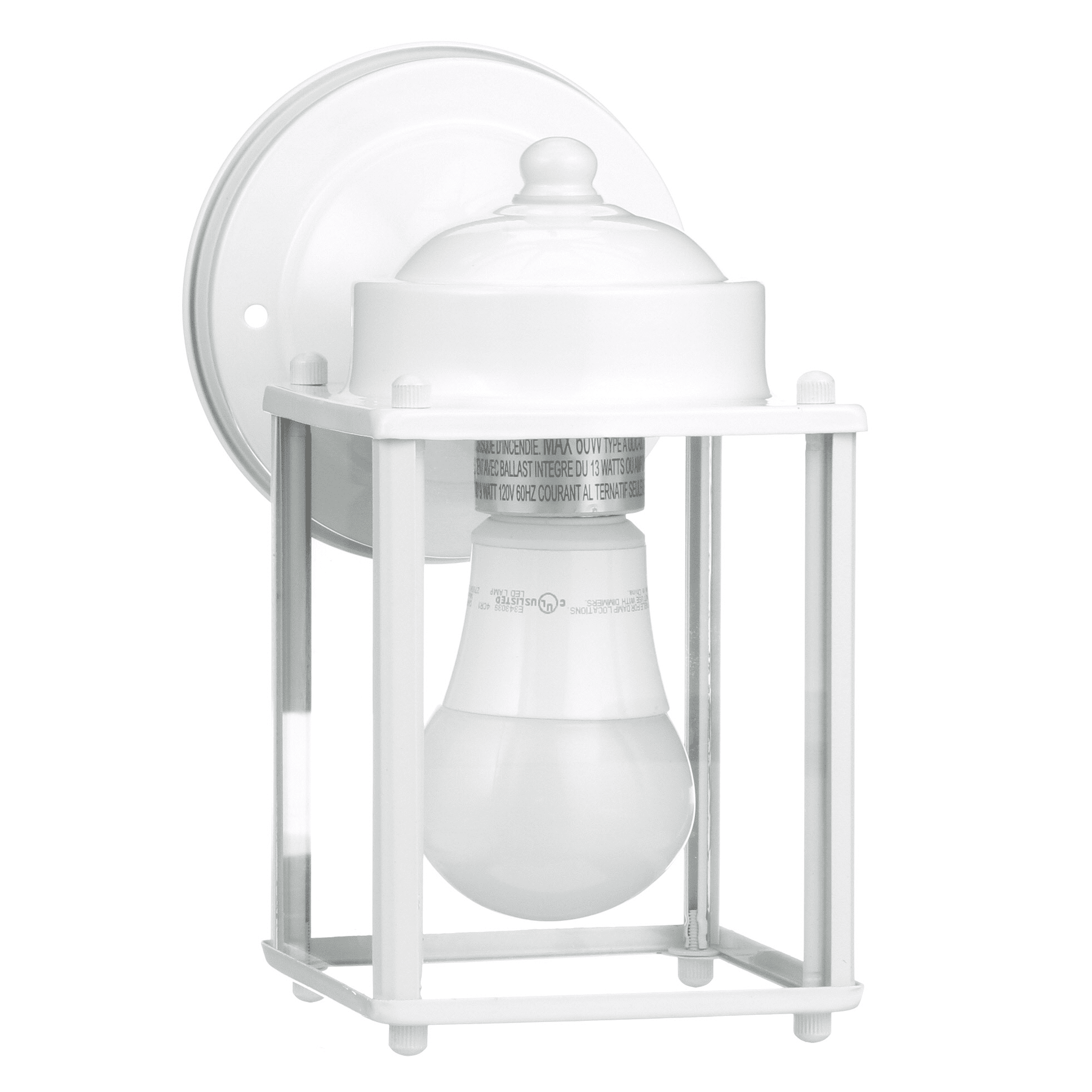 Mainstays Classic 6" White Square Outdoor Coach Light Lantern, Wall Mounted, Hardwired, Bulb Included