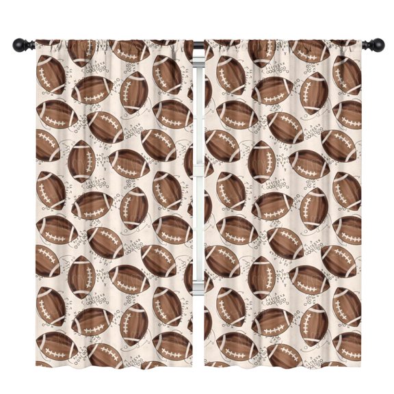 Blackout Kids Curtains,Brown Footballs on Beige Pattern Childrens Insulated Curtains Set Of 2,Bedroom Essentials,Toddler Room Decor 42"x84"