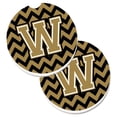 thumbnail image 1 of Letter W Chevron Black & Gold Set of 2 Cup Holder Car Coaster, 1 of 1