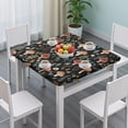 thumbnail image 3 of Brown Mushroom Daisy Black Pattern Square Fitted Tablecloth with Elastic Edge,Square Table Cover,Washable Elastic Table Cover for Home Kitchen Party Decor 34"x34", 3 of 6