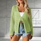 thumbnail image 4 of Mujeres de la Moda de la Playa Casual Color Sólido Hueco de Verano de Punto Cardigan Humo para la Primavera Y el Verano, 4 of 5
