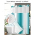 thumbnail image 4 of No Hook Cloth Fabric Shower Curtain with Snap in Liner, Ombre Turquoise Waterproof Shower Curtains Set with See Through Top Window, Gradient White Abstract Minimalist Stripe Bath Curtains 72"x72", 4 of 6