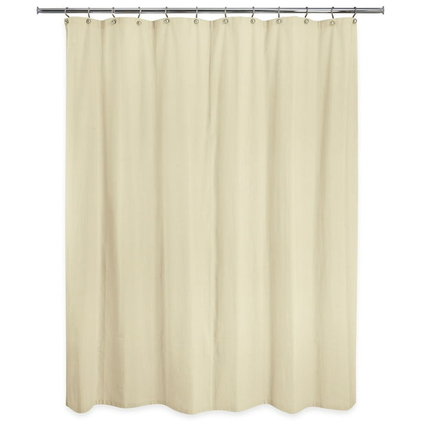 Washed Cotton Beige Solid Color Shower Curtain by Allure Home Creation