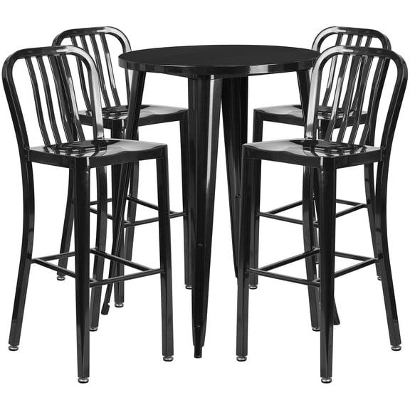 Scranton & Co 5 Piece 30" Round Metal Patio Pub Set in Orange