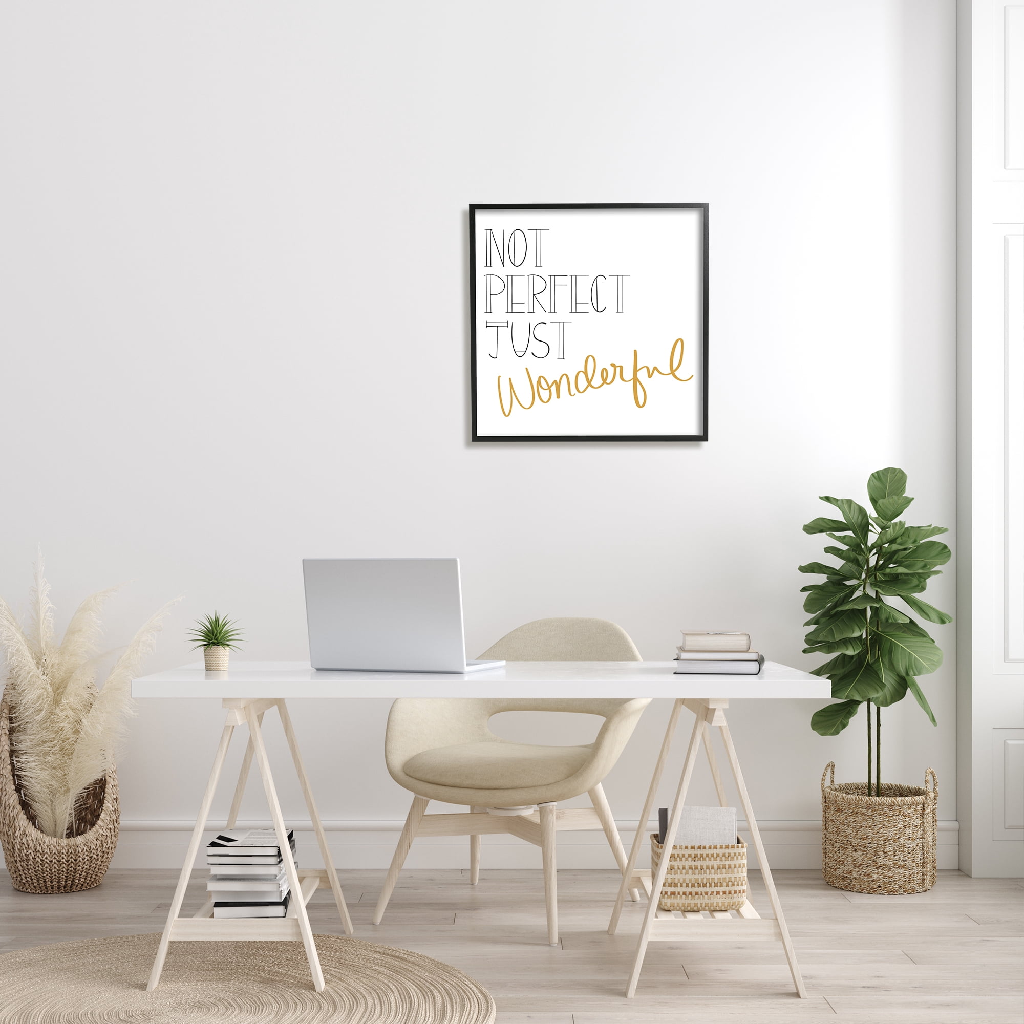 Stupell Industries Not Perfect Just Wonderful Inspirational Phrase Minimal , 24 x 24, Designed by Emily Navas