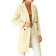thumbnail image 6 of Allegra K Women's Notch Lapel Double Breasted Belted Mid Length Trenchcoat, 6 of 7